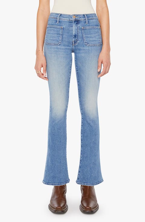 The Weekend Patch Pocket Flare Leg Jeans (Poppin Wheelies)
