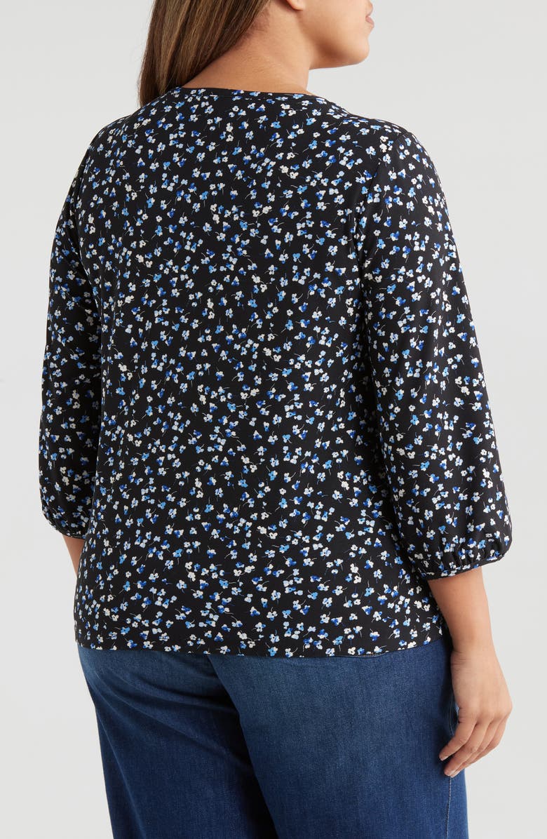 Jones New York Floral Ditsy Print Moss Crepe Top, Alternate, color, 