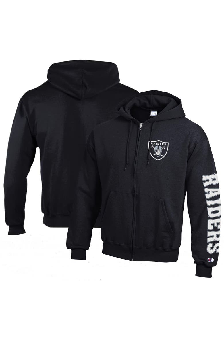 Men's Champion  Black Las Vegas Raiders Powerblend Fleece Full-Zip Hoodie, Main, color, Black