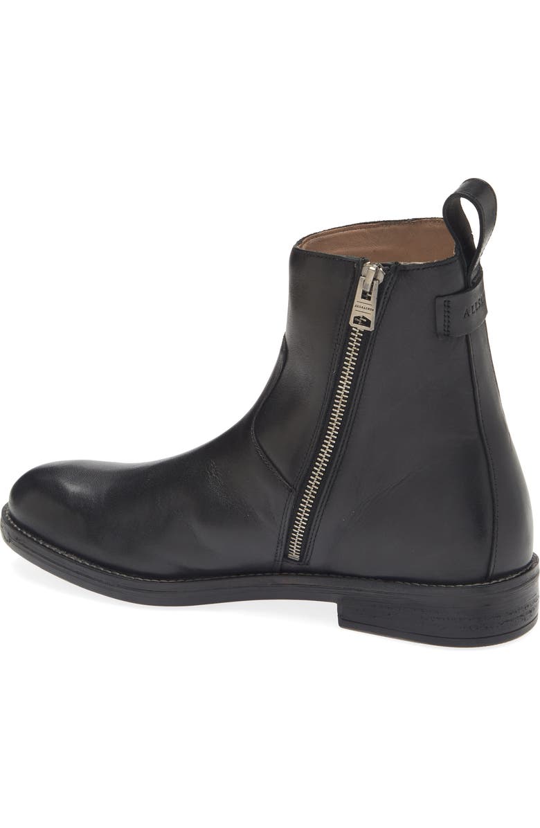 AllSaints Hollow Zip Leather Boot, Alternate, color, Black