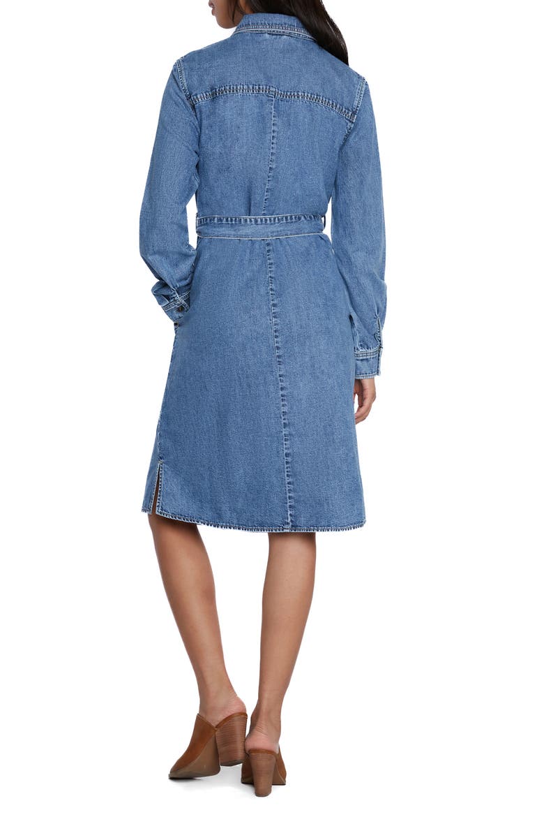 Chloe Long Sleeve Belted Denim Shirtdress, Alternate, color, BLUE CLOUD