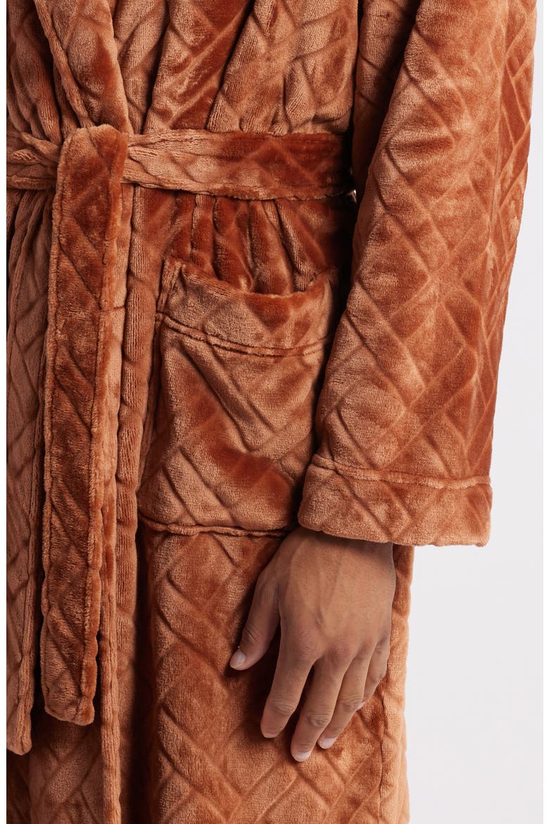 Crossroads Basket Weave Fleece Robe, Alternate, color, SIENNA