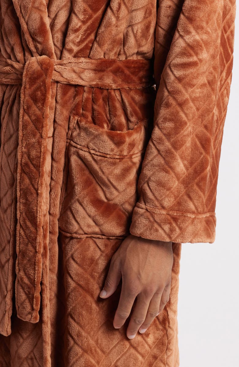 Majestic International Crossroads Basket Weave Fleece Robe, Alternate, color, Sienna