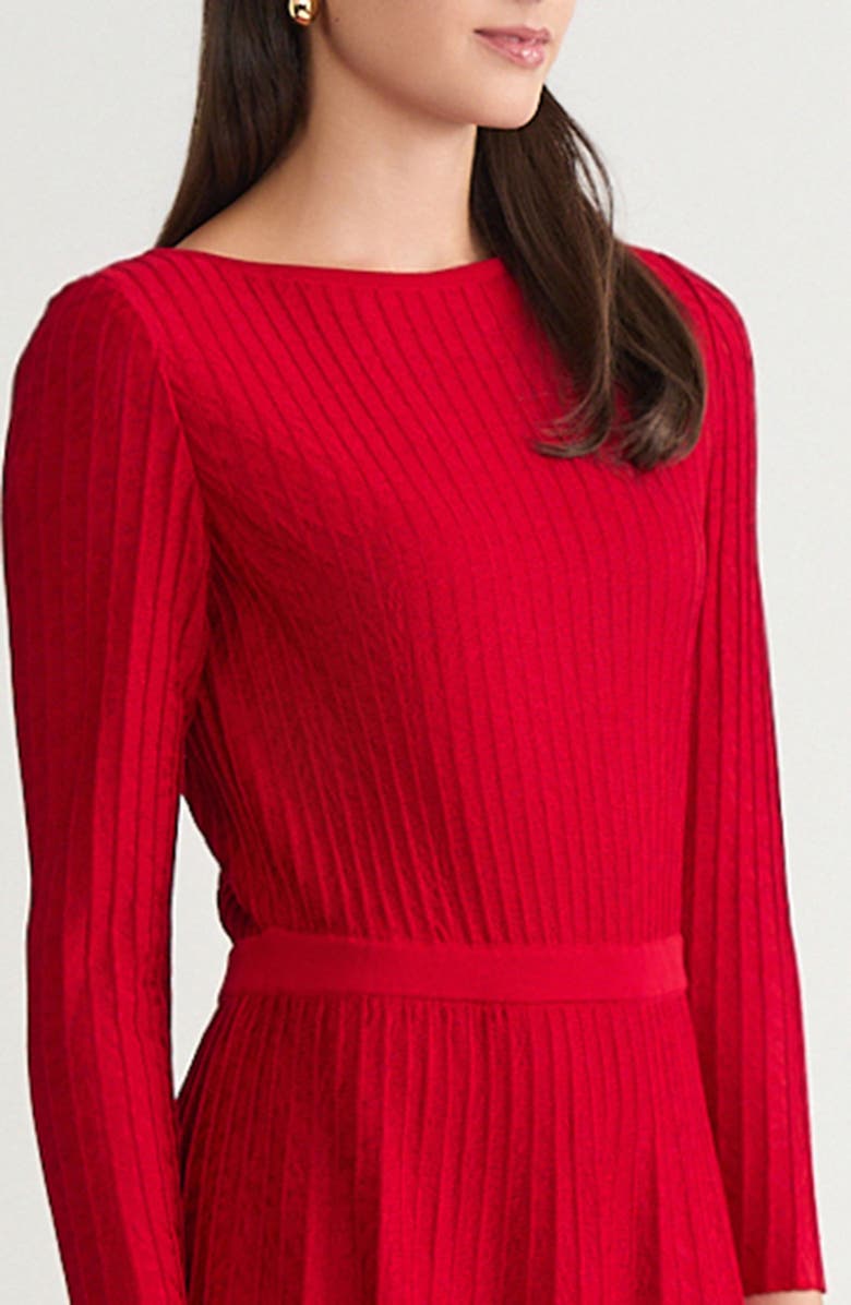 Ming Wang Fit-N-Flare Tonal Stitch Knit Dress, Alternate, color, Holiday