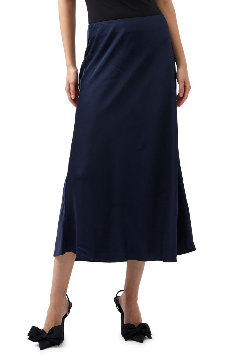 French Connection Ennis Satin Skirt, Main, color, Marine