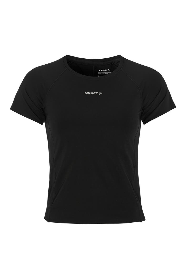 Crewneck Cropped Running T-Shirt, Main, color, BLACK
