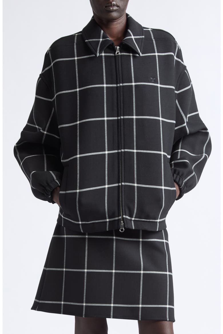 Windowpane Check Bomber Jacket, Main, color, BLACK/ HERITAGE WHITE