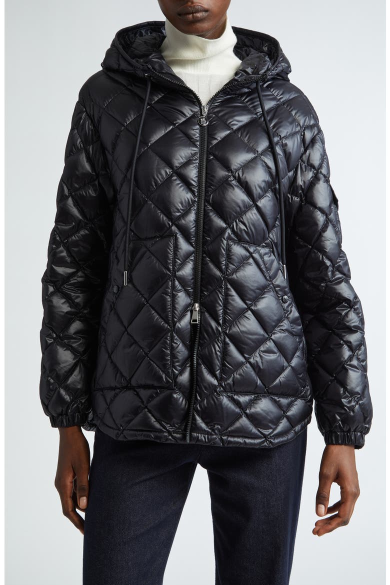 Quilted Hooded Down Jacket, Main, color, BLACK