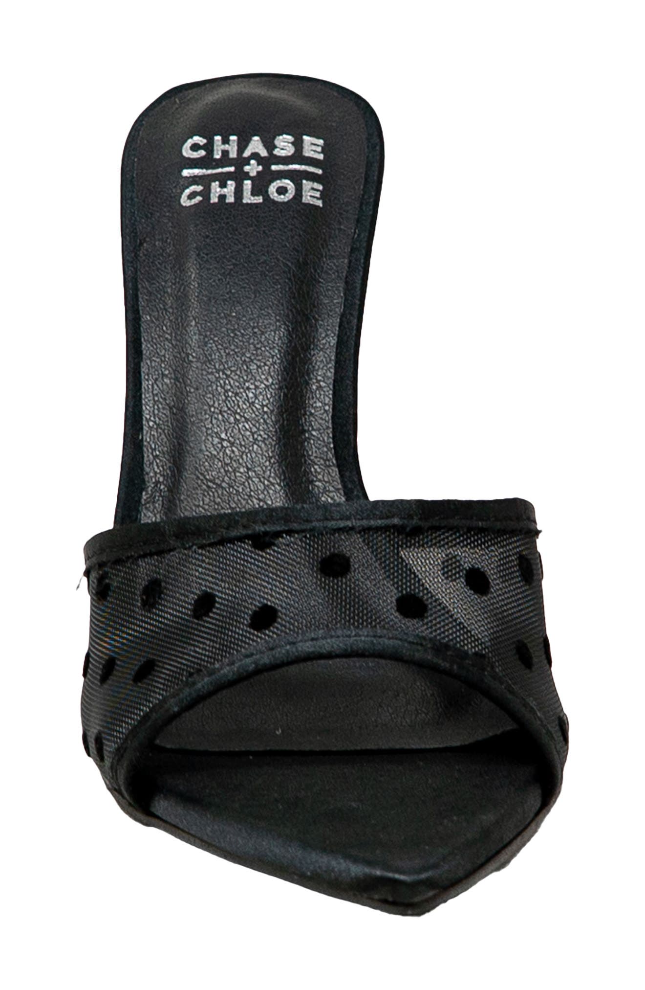 Polka Dot Mesh Slide Sandal, Alternate, color, BLACK