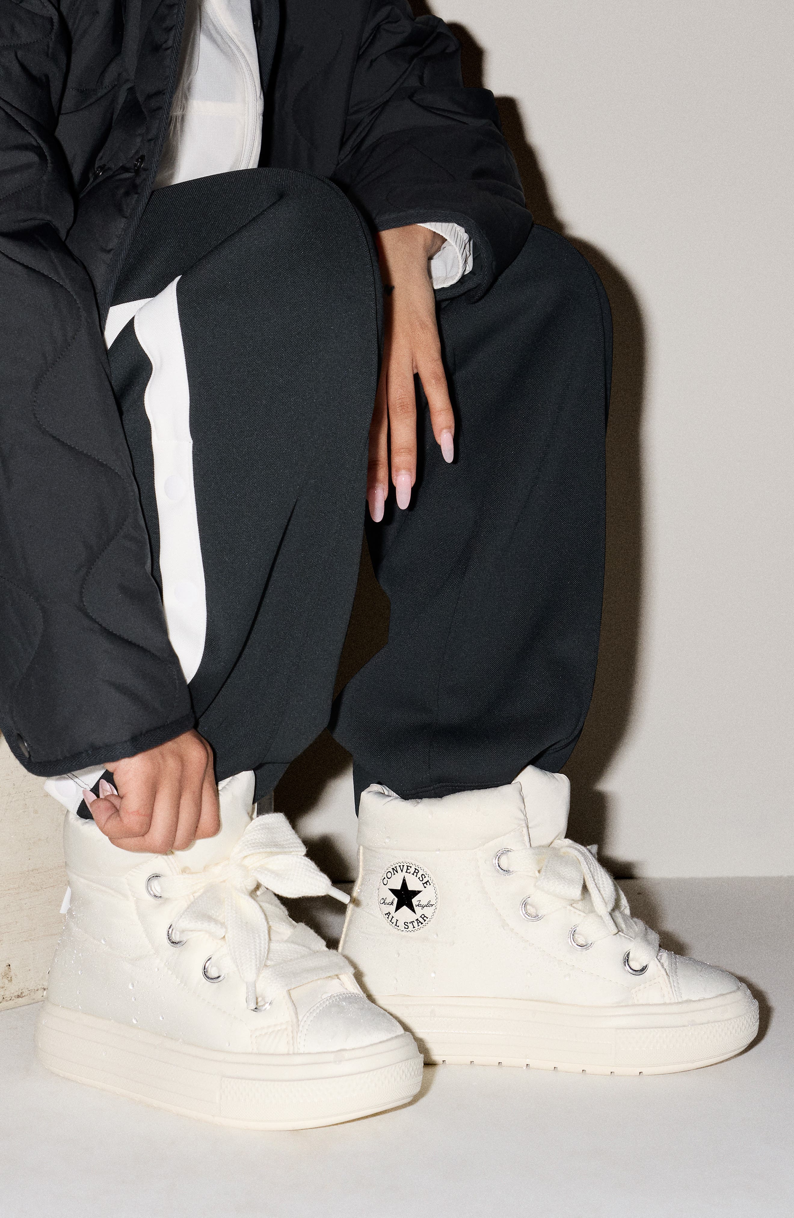 Converse Gender Inclusive Chuck Taylor All Star Elements Water Repellent Puffer Boot, Alternate, color, Egret/ Egret/ Black