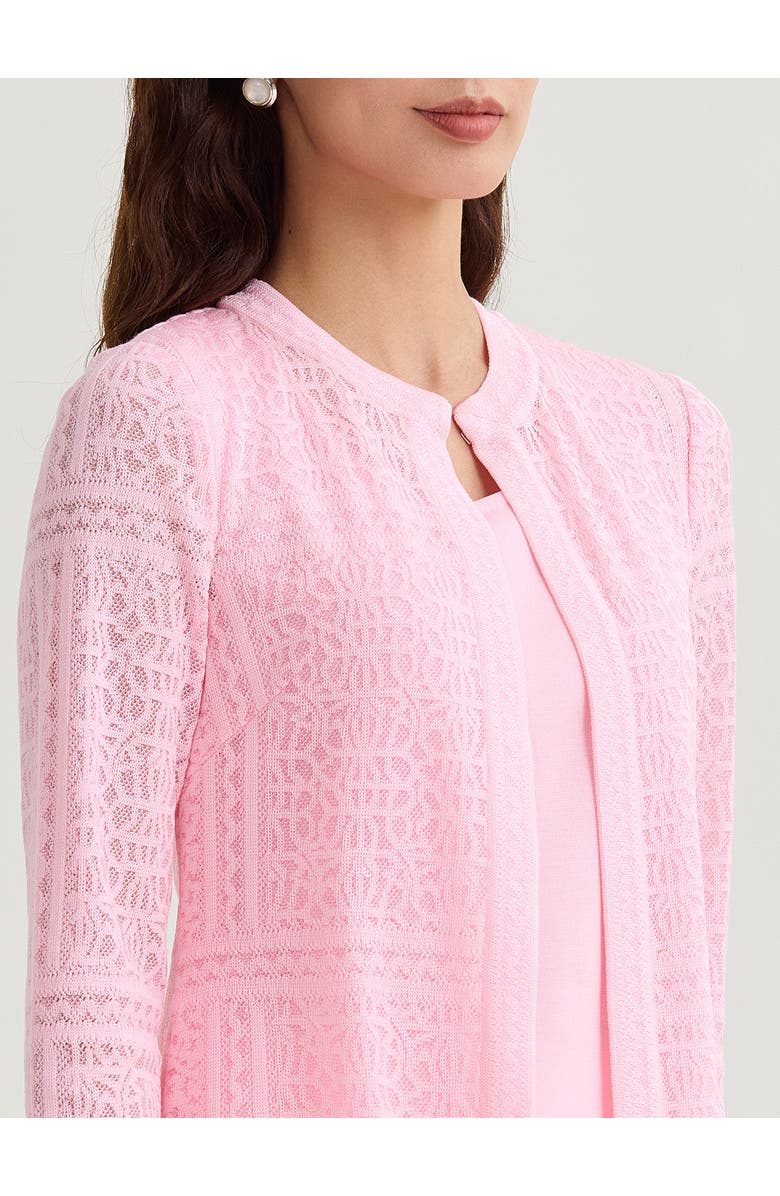 Misook Heritage Tonal Burnout Knit Jacket, Alternate, color, Pink