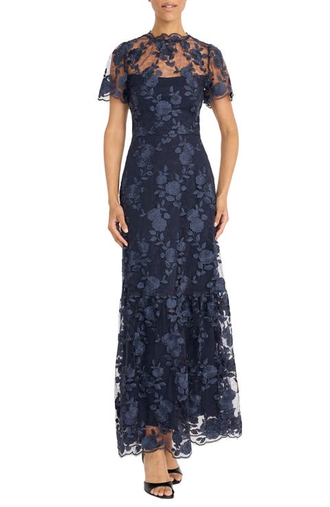 Embroidered Tiered Gown