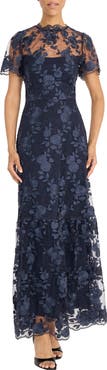 Maggy London Embroidered Tiered Gown