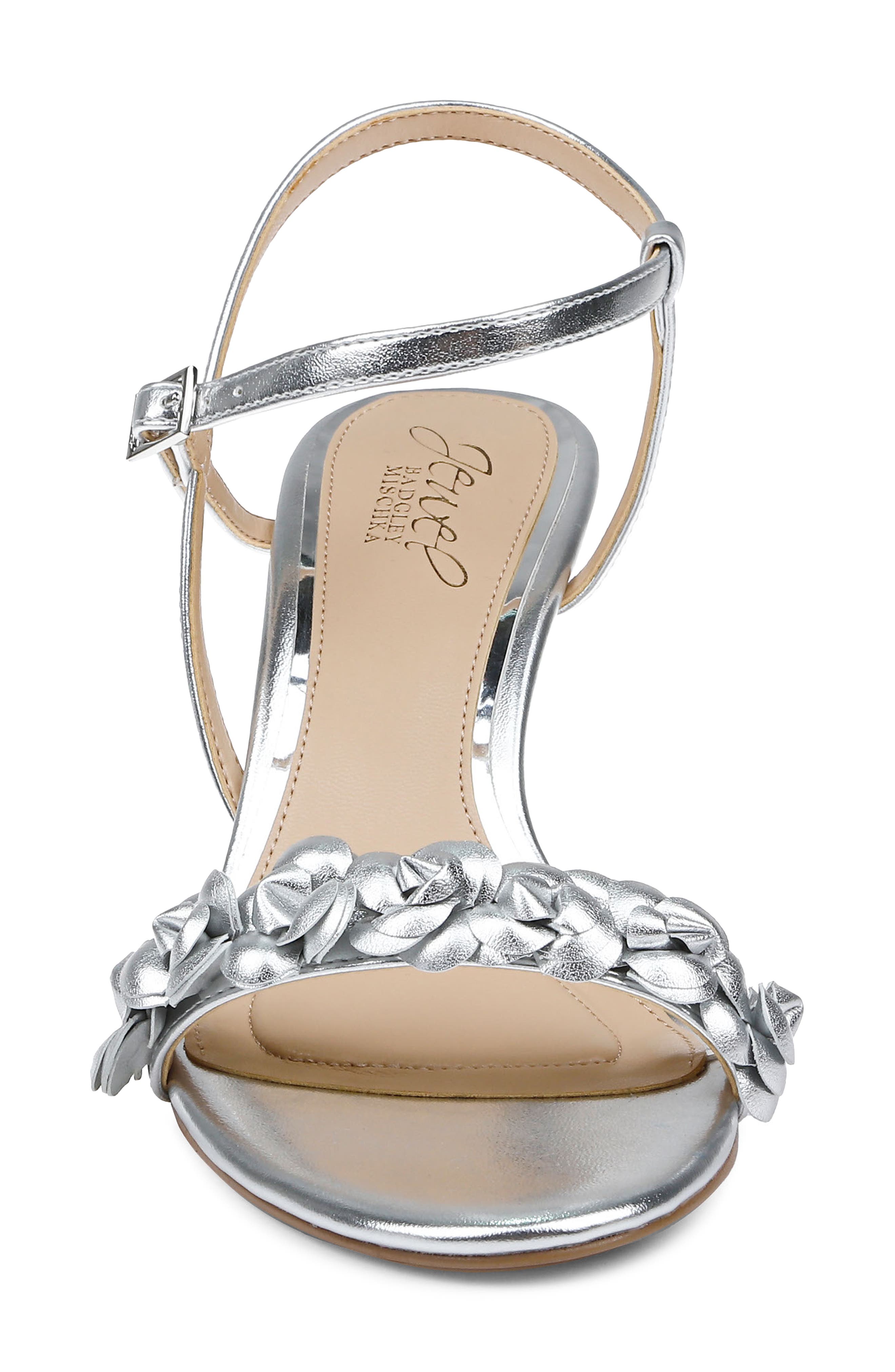 Jewel Badgley Mischka Saylor Ankle Strap Sandal, Alternate, color, Silver Metallic