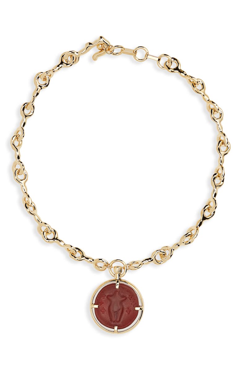 Chloé Elis Carnelian Medallion Necklace, Main, color,