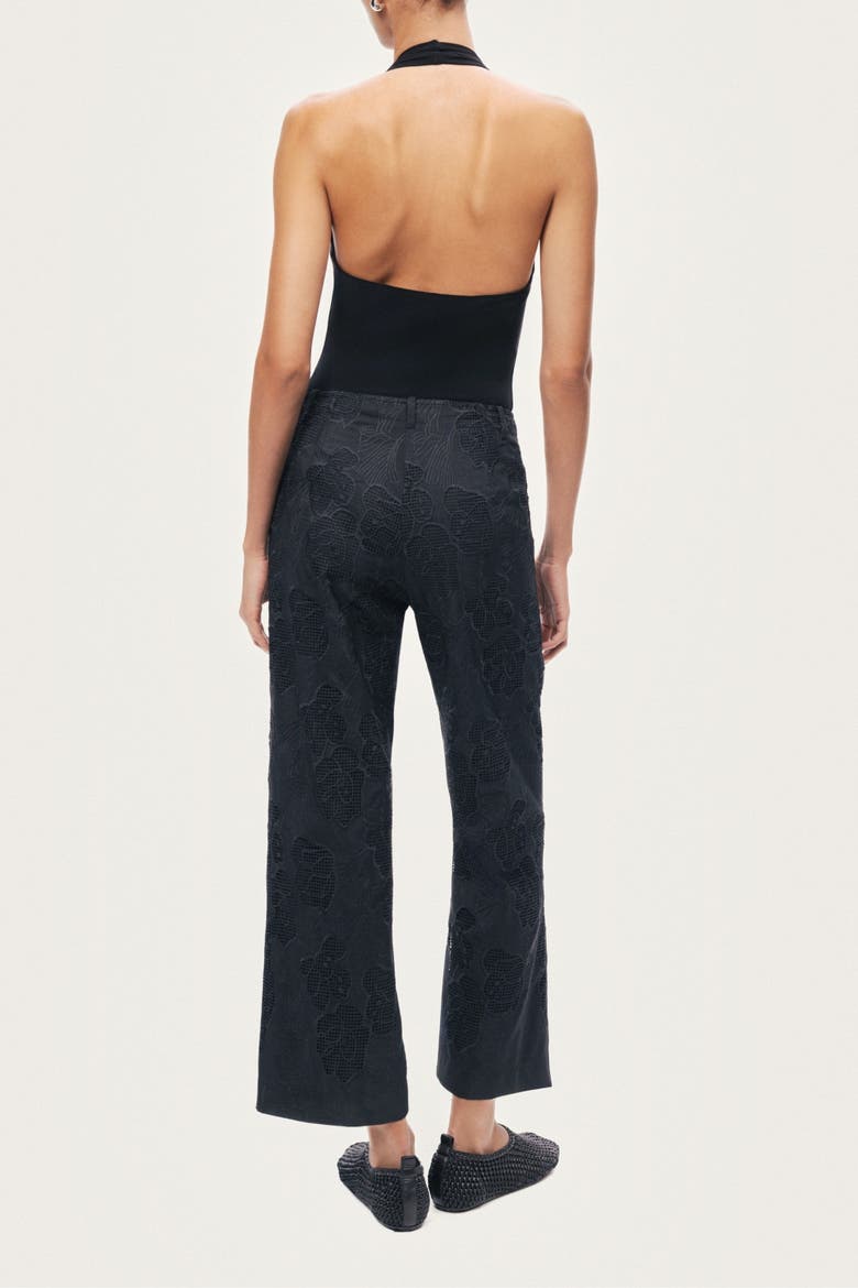 Printed Relaxed Straight-Leg Pants, Alternate, color, Black