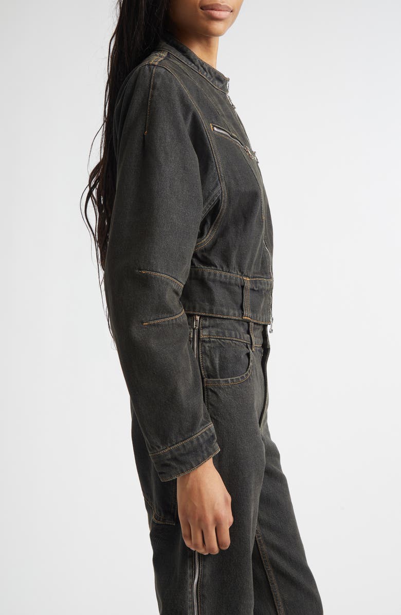 Eckhaus Latta Signal Denim Zip Jacket, Alternate, color, Seagrass