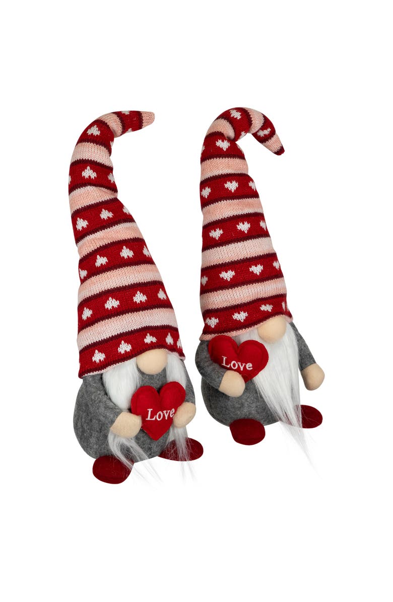 Northlight Girl and Boy "Love" Heart Valentine
s Day Gnomes - 15" - Set of 2, Alternate, color, Red