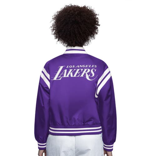 Starter Purple/white Los Angeles Lakers Full Count Satin Full-snap Varsity Jacket
