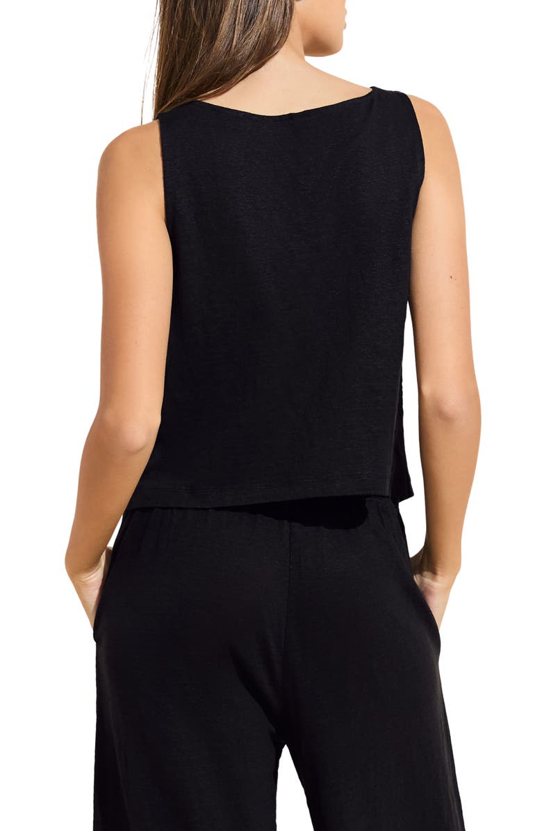Eberjey Boat Neck Organic Linen Sleeveless Lounge Top, Alternate, color, Black