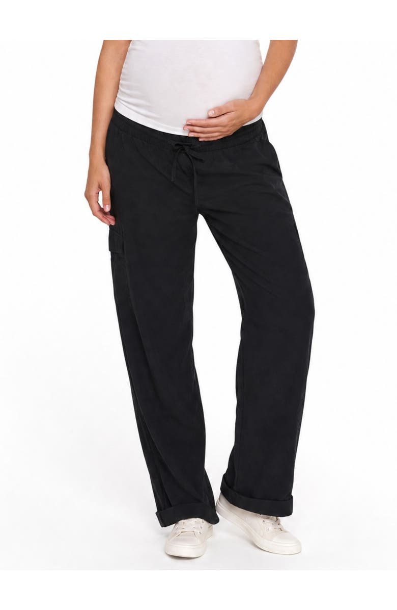 MOTHERHOOD MATERNITY Under the Belly Utility Cargo Relaxed Fit Pant, Main, color, Black
