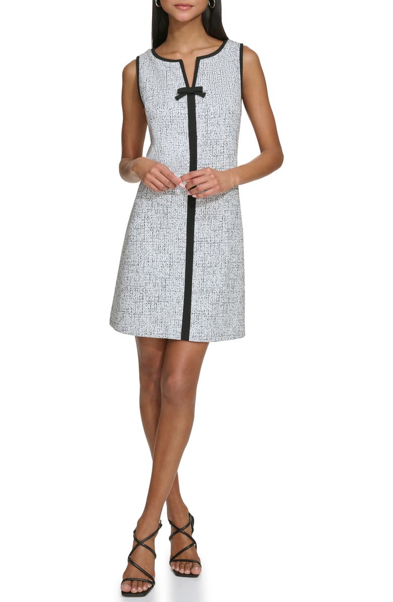 KARL LAGERFELD Scuba Crepe Shift Dress, Alternate, color, Soft White Black