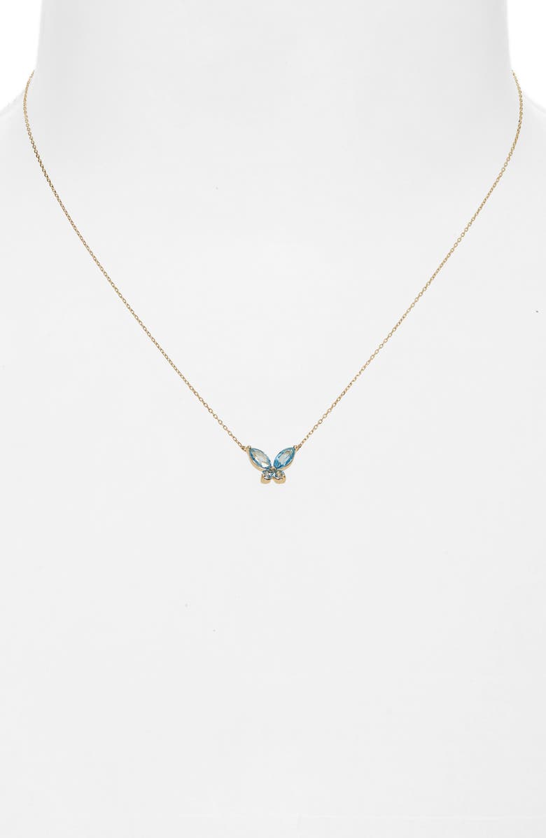 Bony Levy 14K Gold Blue Topaz Butterfly Pendant Necklace, Alternate, color, 