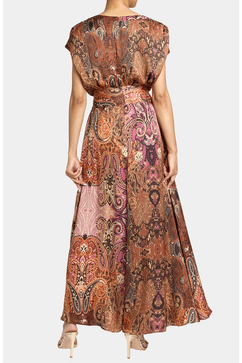 Fallon Midi Dress in Printed Charmeuse, Alternate, color, CHESTNUT MULTI