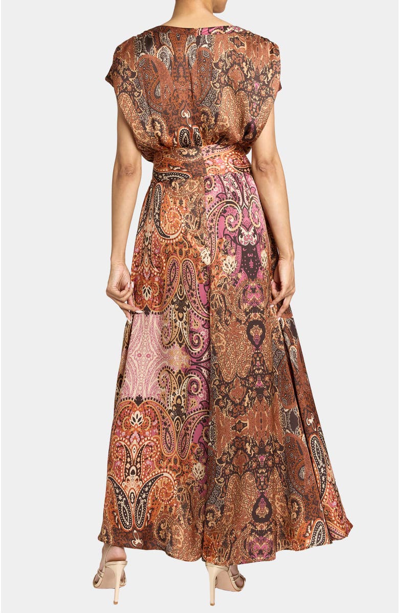 Santorelli Fallon Midi Dress in Printed Charmeuse, Alternate, color, Chestnut Multi