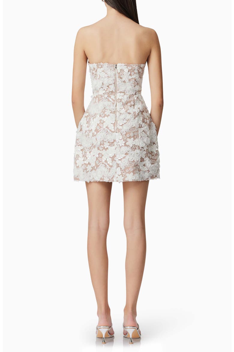 Vonni Beaded Floral Appliqué Strapless Cocktail Dress, Alternate, color, IVORY