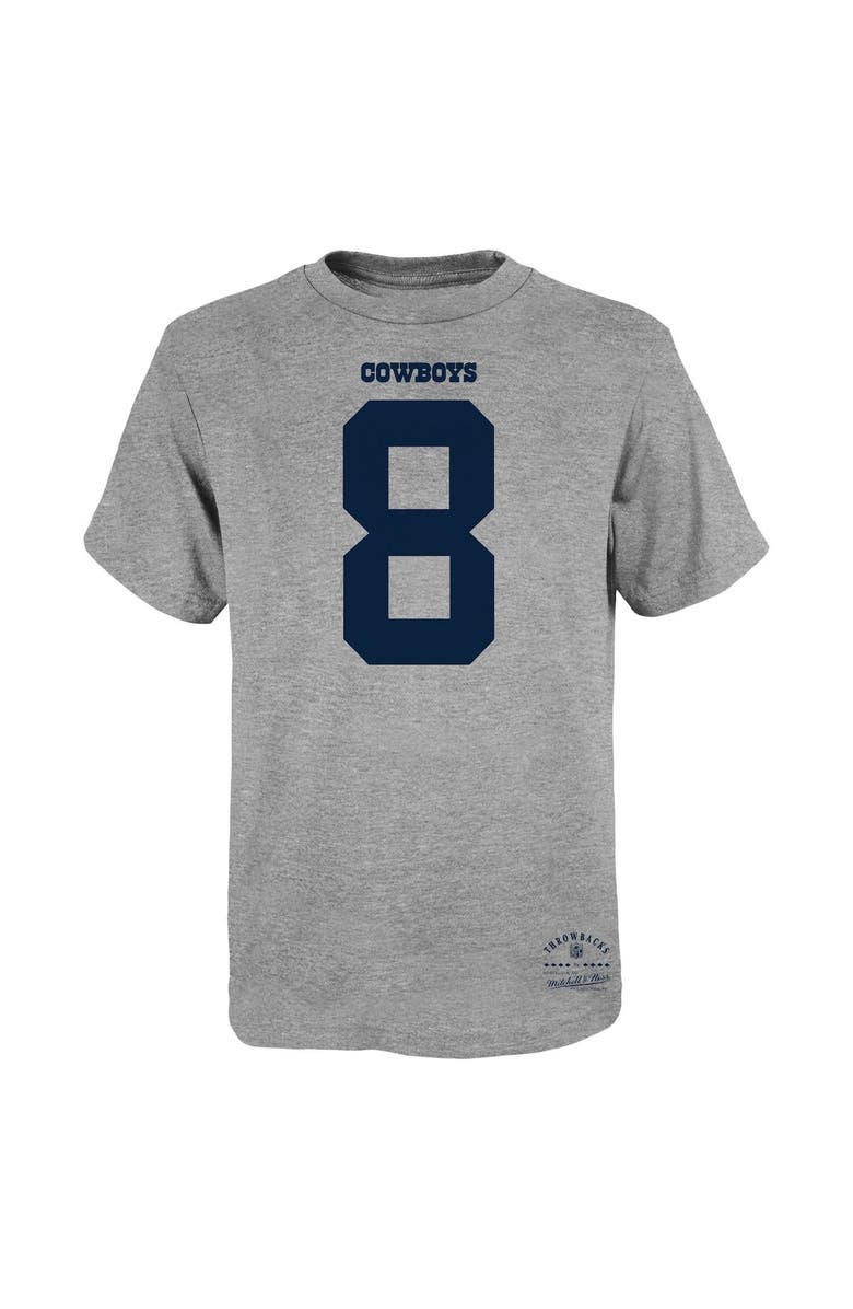Mitchell & Ness Youth Mitchell & Ness Troy Aikman Heathered Gray Dallas Cowboys Retired Retro Player Name & Number T-Shirt, Alternate, color,