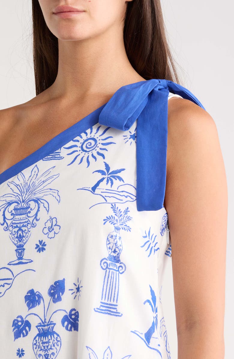 SUGARLIPS Alvina Tropics Nicol One-Shoulder Maxi Dress, Alternate, color, Blue-White