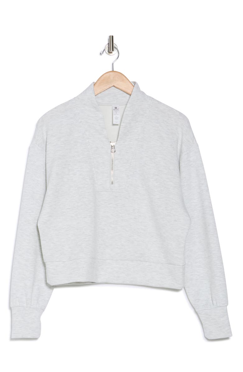 90 DEGREE BY REFLEX Supercharge Scuba Knit Half Zip Pullover, Alternate, color, Heather Light Grey