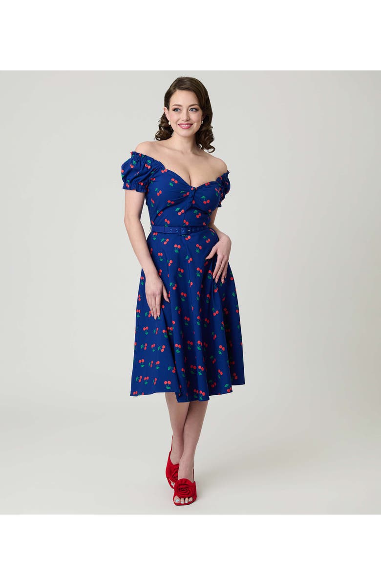 Unique Vintage Ohara Swing Dress, Alternate, color, Navy W/Cherries
