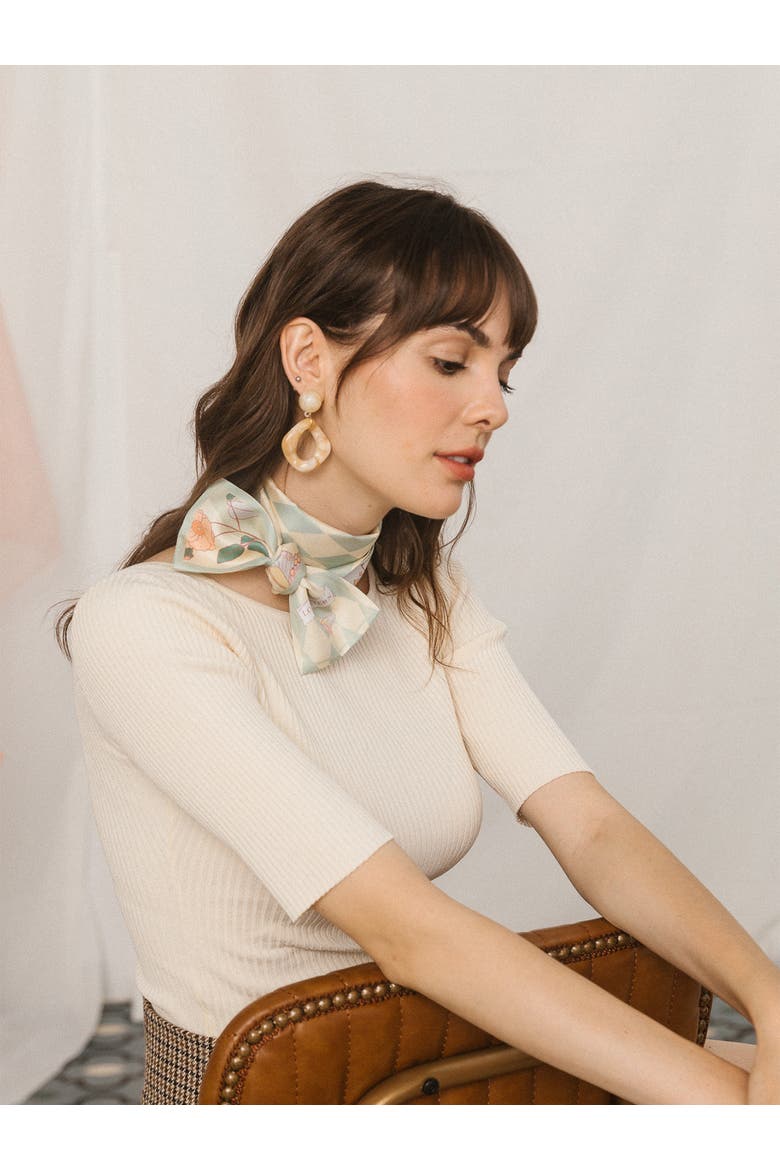 "Wonderland" Silk Twill Neck Bow, Alternate, color, Pastel Green