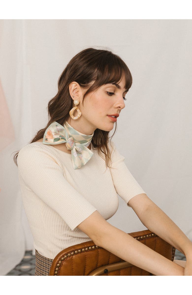 Lost Pattern NYC "Wonderland" Silk Twill Neck Bow, Alternate, color, Pastel Green