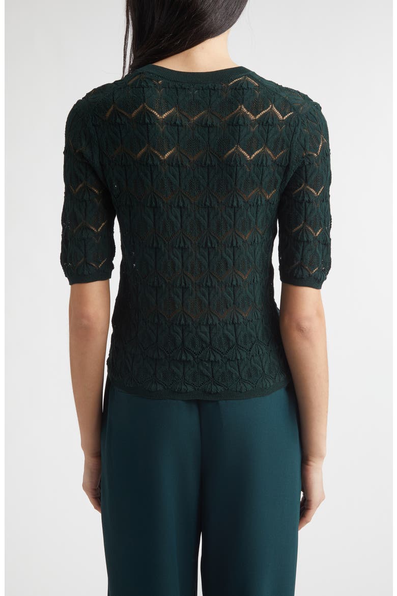 Pointelle Knit Cotton Blend Sweater, Alternate, color, JUNIPER
