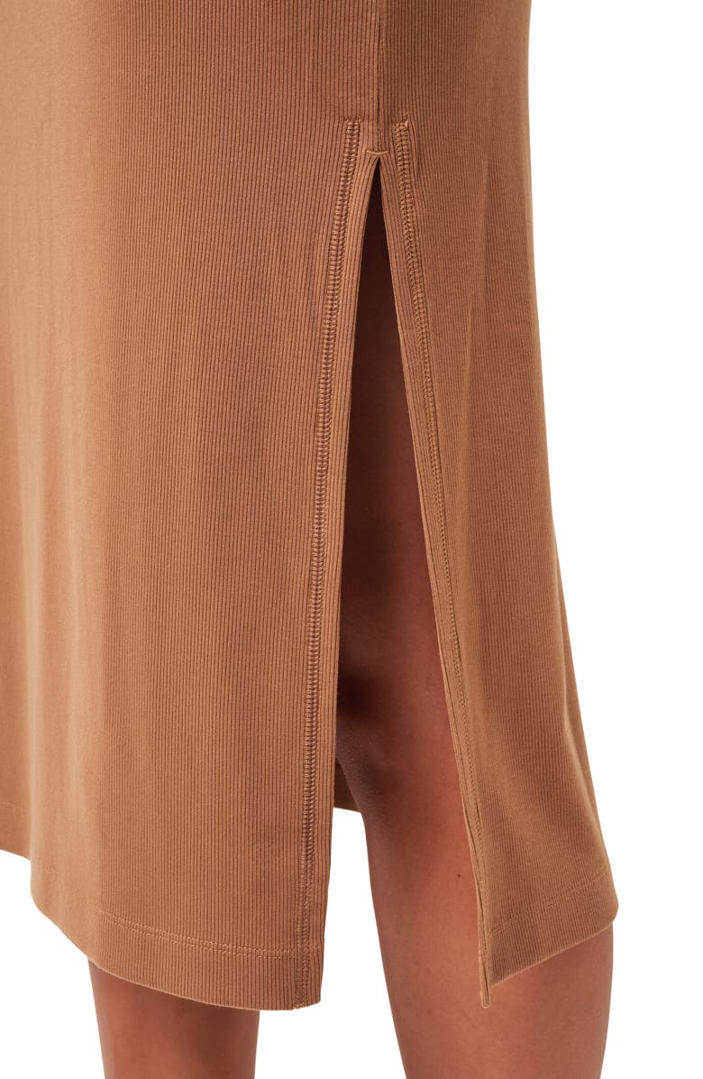 TravisMathew Hadley Wood Sleeveless Rib Midi Dress, Alternate, color, Chestnut