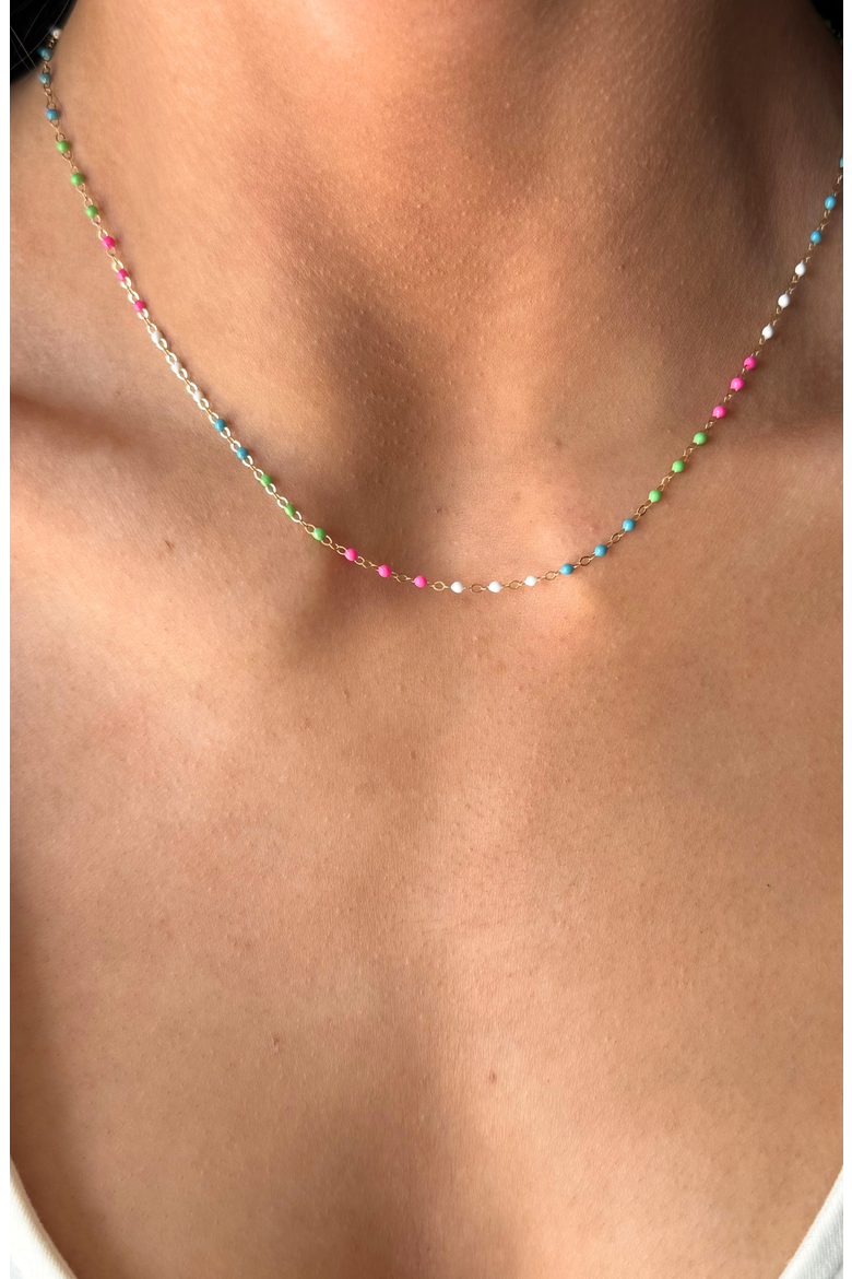 dainty colorful enamel 14k gold filled necklace, Alternate, color, Gold
