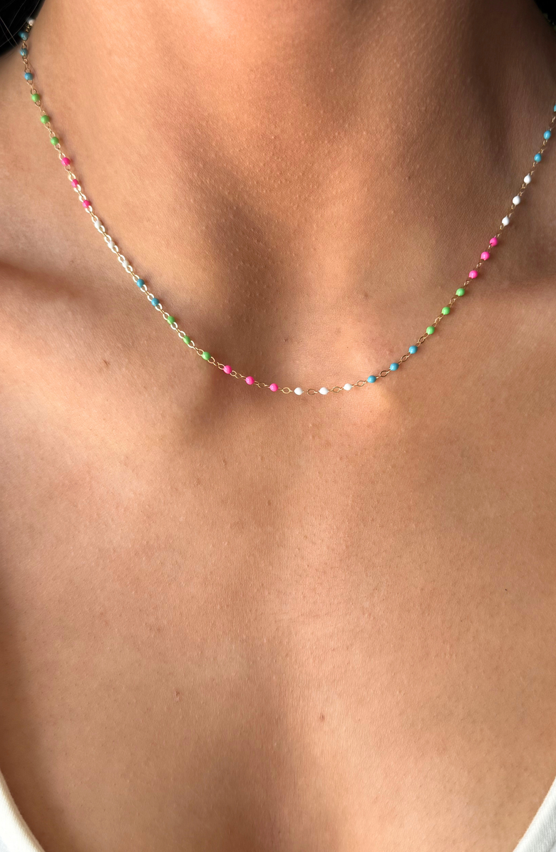 CUFFED BY NANO dainty colorful enamel 14k gold filled necklace, Alternate, color, Gold