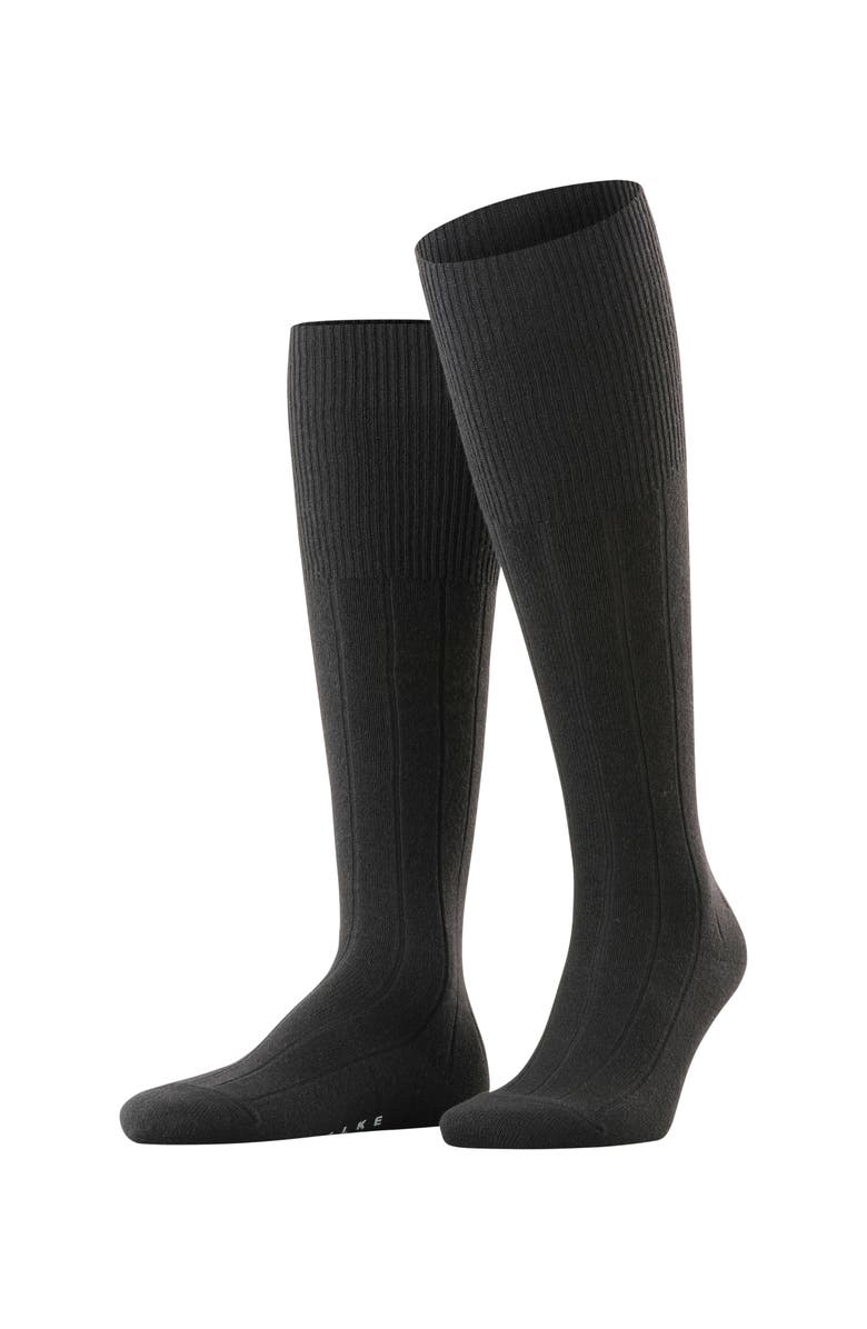 Falke Lhasa Rib Wool Cashmere Knee High Socks, Main, color, Black