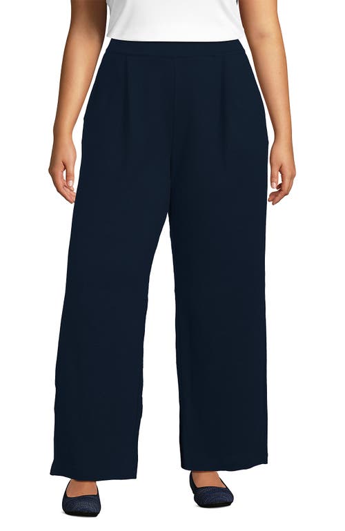 Lands' End Knit High Rise Pleated Wide Leg Pants In Radiant Navy