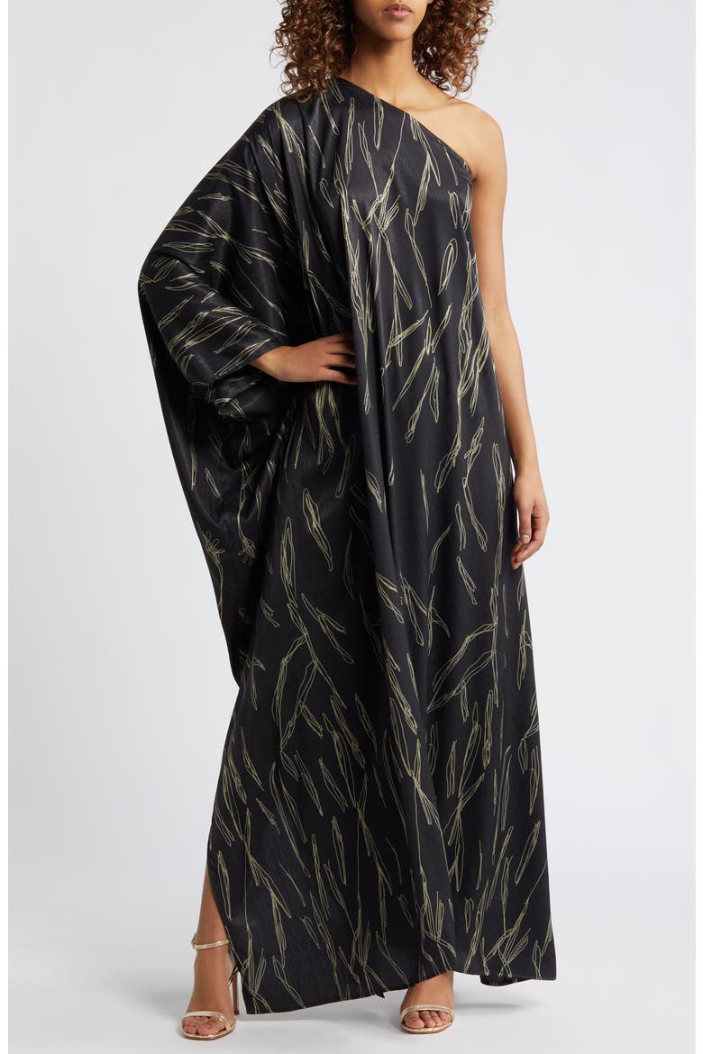 Satu One-Shoulder Dress, Main, color, BLACK