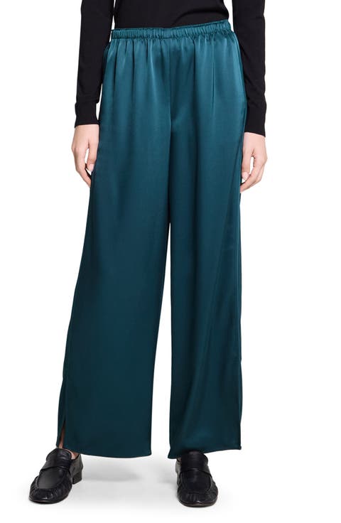 Pull On Wide Leg Pants with Side Slits