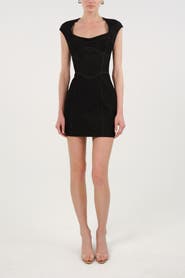 Nocturne Backless Mini Denim Dress with Built-In Cup Detail