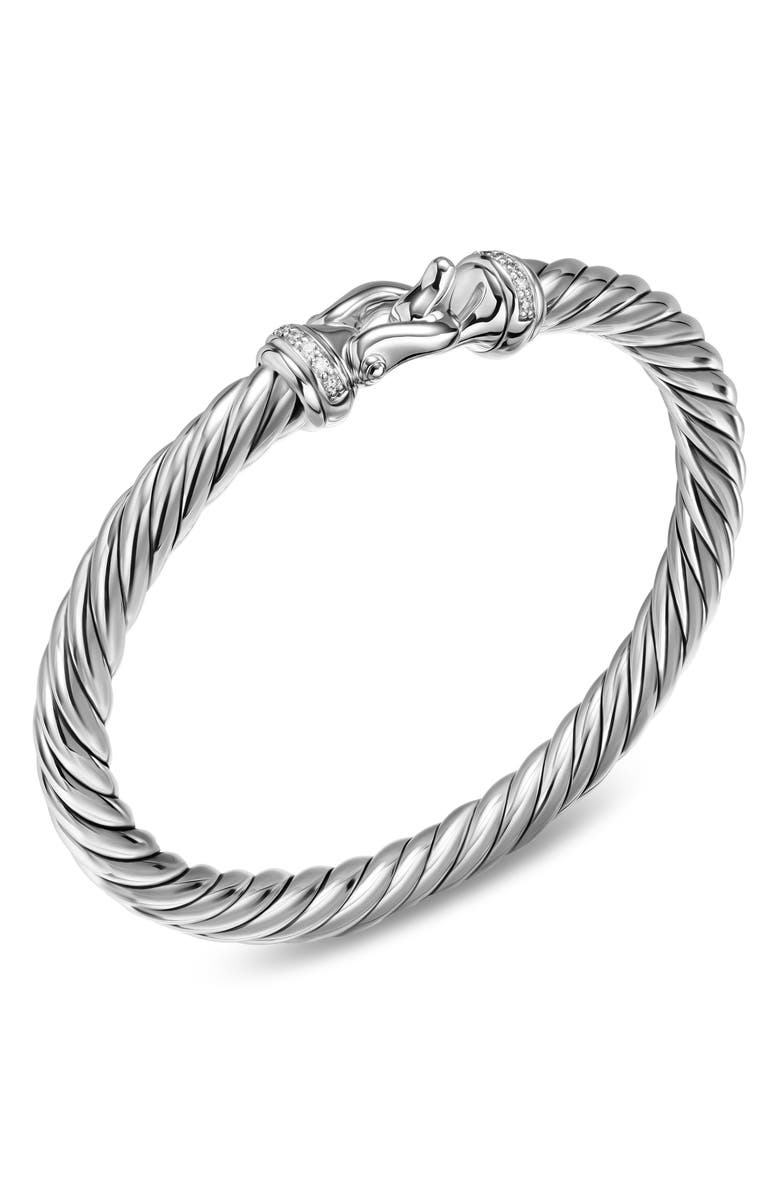 David Yurman Buckle Cablespira<sup>®</sup> Bracelet in Sterling Silver with Diamonds, 6mm, Alternate, color, Silver Pave