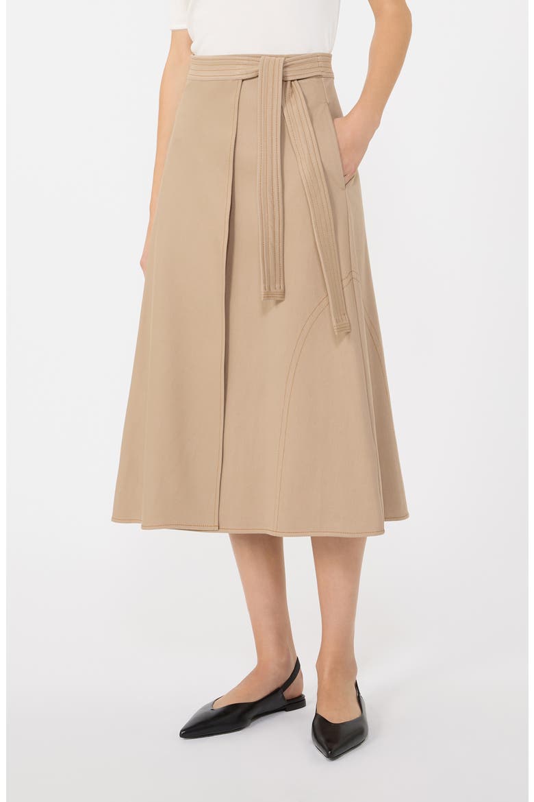 Rane Tie Waist Midi Skirt, Main, color, BEIGE