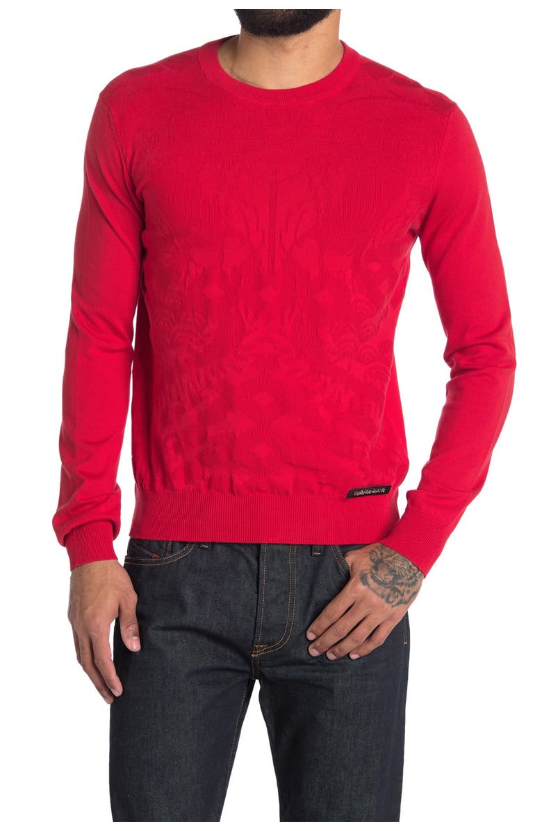 Versace Long Sleeve Knit Sweater, Alternate, color, 