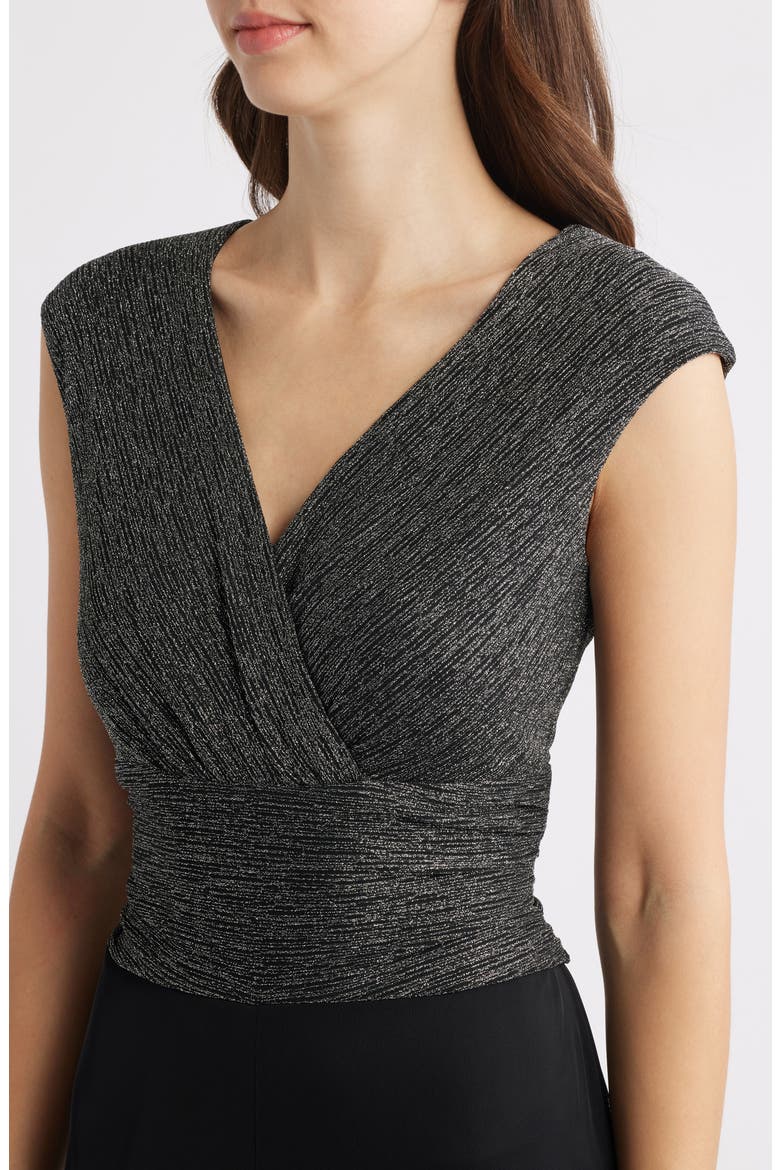 Metallic Bodice Wide Leg Jumpsuit, Alternate, color, SILVER