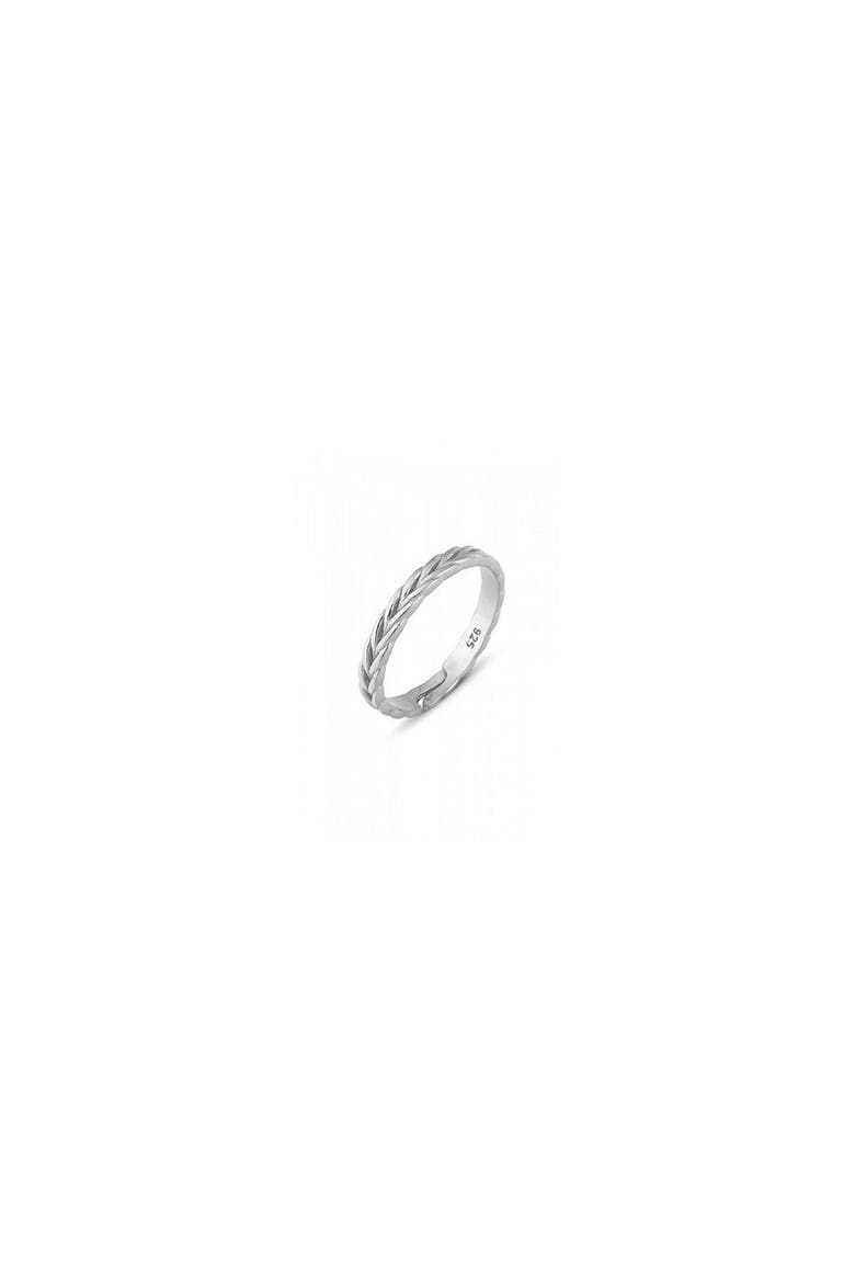 Braided Design Adjustable Sterling Silver Band Ring, Main, color, Silver